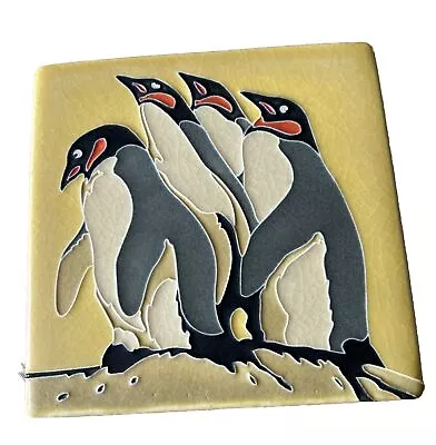 Motawi Arts & Crafts Tile Paine's Penguins 6  X 6  Rare HTF Gorgeous Colors • $149.99