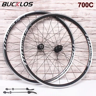 BUCKLOS Front/Rear Road Bike Wheels Aluminum 700C QR Wheelset Rim Fit Shimano HG • $135.29