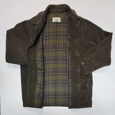 VTG EDDIE BAUER Men's Large Heavy Corduroy Flannel Lined Brown Barn Coat Jacket • $44.97