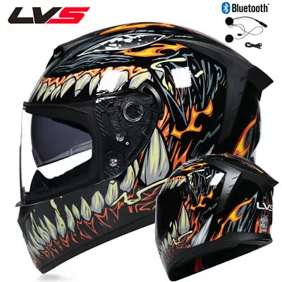 Bluetooth Motorcycle Helmets Dual Len Full Face Scooter Motocross Helmet ECE • $58.01