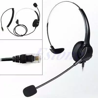 4-Pin RJ11 Monaural Corded Operator Call Center Telephone Headset Headphone BK • £9.10