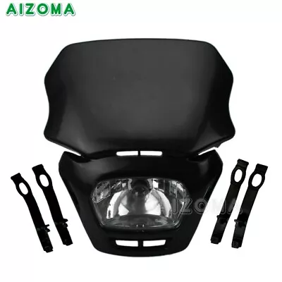 Black Motorcycle Headlight Dirt Bike Enduro Head Lamp Fairing For Honda Yamaha • $24.43