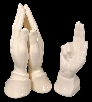 Vintage   Ivory Ceramic    6.5  PRAYING HANDS   +  5.5  Religious R Hand Gesture • $16