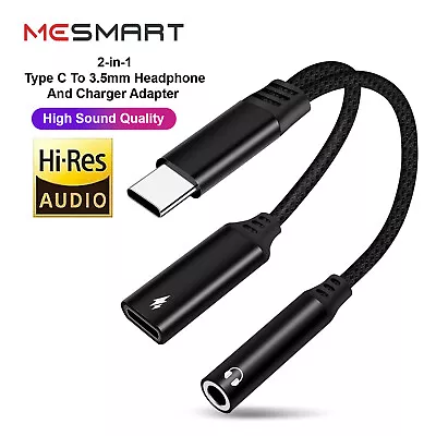 For Samsung S24 S23 2in1 USB-C To 3.5mm Aux Audio Jack Adapter Headphone Cable • $5.99