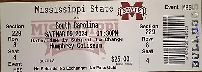 2024 South Carolina Vs Mississippi State Collectible Basketball Ticket Stub • $6.99