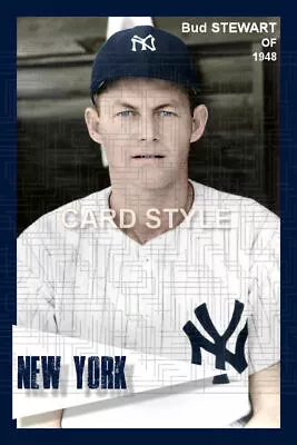 Bud Stewart - 1948 New York Yankees  - Choose A Style - Colorized Print • $6.95