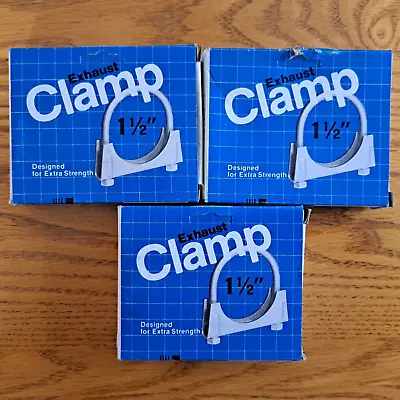 1 1/2  Muffler Clamp (3 Pc)  U BOLT 1-1/2 Inch MADE IN USA • $7.98