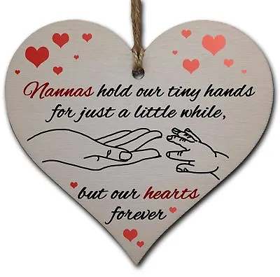 Handmade Wooden Hanging Heart Plaque Gift For Nannas From Kids Babies Thoughtful • £3.49