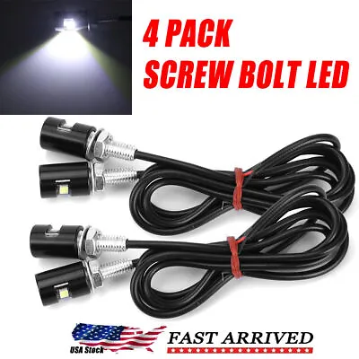4X Universal White License Plate Light Motorcycle Screw SMD LED Bolt Lamp Car • $7.69
