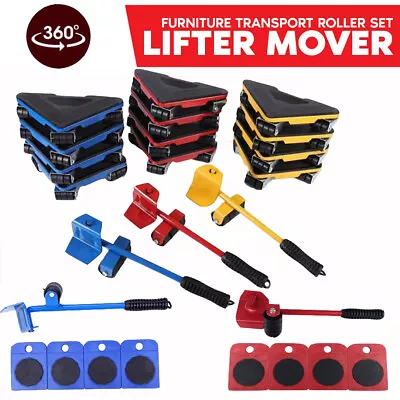 5PCS Furniture Lifter Heavy Roller Move Tool Set Moving Wheel Mover Sliders Kit • $25.64