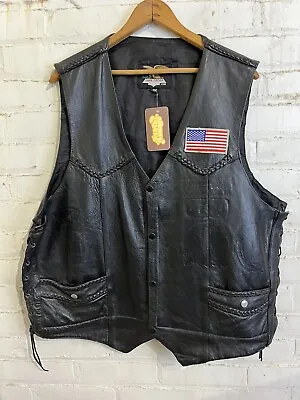 Vintage Jammin Leather Biker Vest Size 52 Grunge Worn Vtg Chopper  • $20