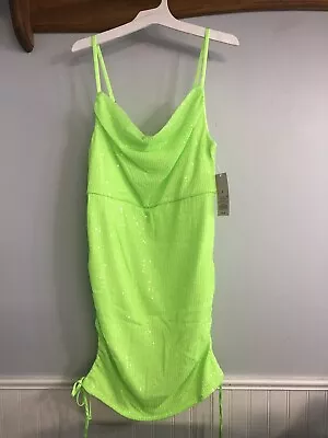 NEW Wild Fable Women Size M Lime Green Sequin Sleeveless Bodycon Clubwear Dress • $1.99