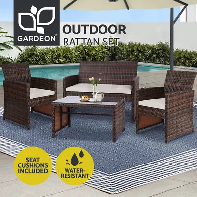 $359.62 • Buy Gardeon 4 PCS Furniture Outdoor Lounge Setting Wicker Table Chairs Dining Set