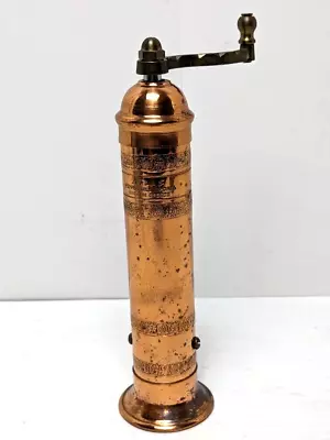 Vintage Atlas Copper And Brass Pepper Mill Grinder 9  Tall VTG • $45