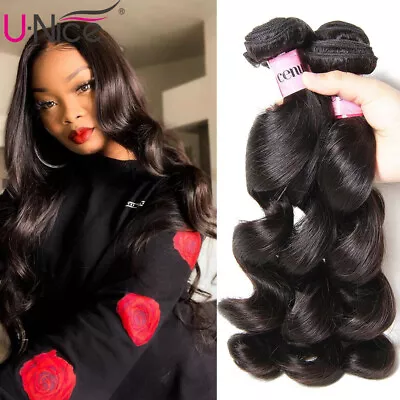 UNice Hair Mongolian Loose Wave 1-3 Bundles Virgin Human Hair Extensions Weaves • $50.04