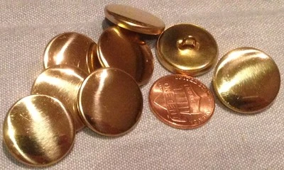 8 Shiny Polished Brass Tone Metal Shank Buttons Hollow Puffed 3/4  19mm # 7474 • $6.49