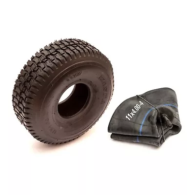 Tyre 11x4.00-4 & Inner Tube Garden Lawn Tractor 4 Ply Grass Safe Turf Tread • £16.99