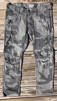 G-Star Raw Camouflage Pants Mens 34x30 Cargo Bronco Rapid Belt Elwood Distressed • $47