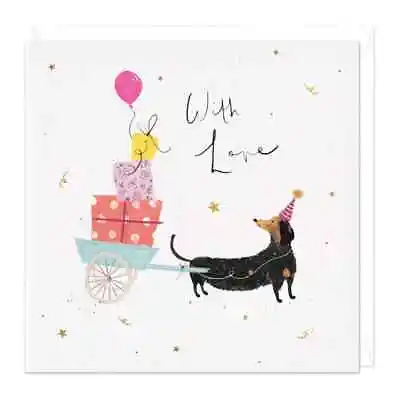 Whistlefish Dachshund Birthday Card With Love  Sausage Dog | Small  Male Blank • £1.38