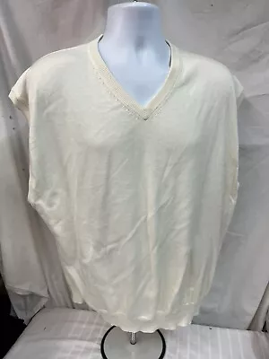 NWT Alan Flusser GOLF Sweater Vest Lightweight V Neck Ivory PIma Cotton XXL • $9.99