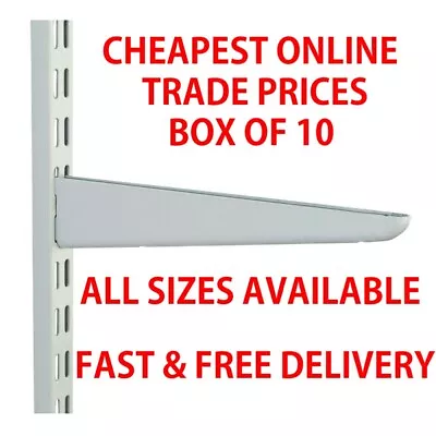 Twin Slot Shelving White Uprights And Brackets Adjustable Strong Rack Wall Shelf • £1.99