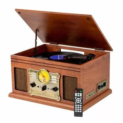 New Lenoxx Retro Vinyl Bluetooth & CD Player Home Entertainment Speaker System • $139