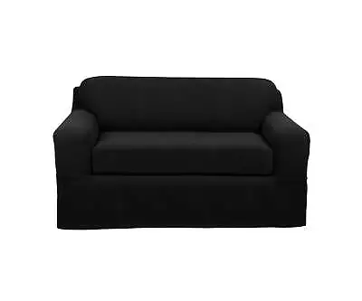 Home Pixel 2-Piece Stretch Loveseat Furniture Slipcover Black • $31.79