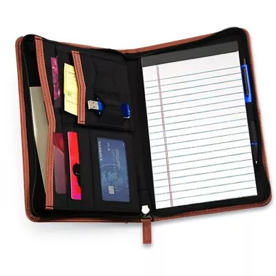 Junior Business Padfolio - A5 PU Leather Portfolio Binder & Zippered Binder F... • $36.33