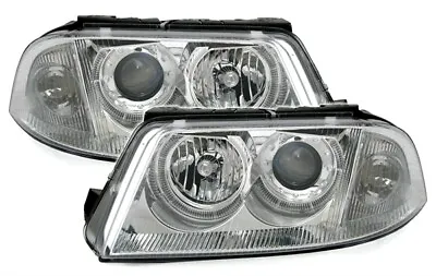 New Set Chrome Angel Eyes Headlights For Vw Passat 3bg • $385.07