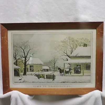 Vintage Home To Thanksgiving Framed Print By N Currier And Ives • $24.99