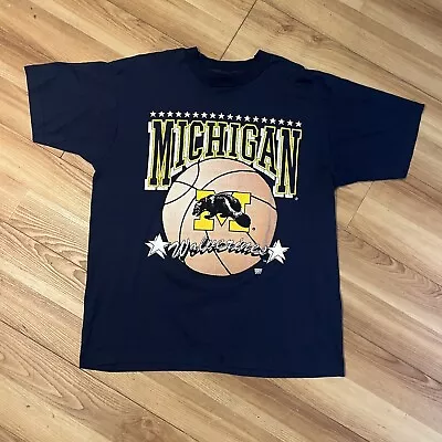 Vintage 90s Michigan Wolverines Basketball T-Shirt Mens XL Crewneck • $22