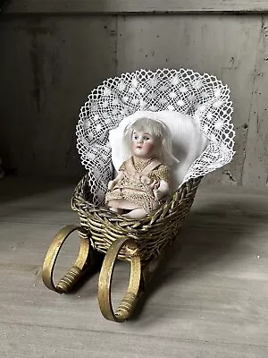 All Bisque Cute Doll Antique With Sled • $144.05