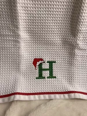 DOMAIN  KITCHEN TOWEL CHRISTMAS Monogrammed “H” 100% COTTON  New (R2) • $8.90