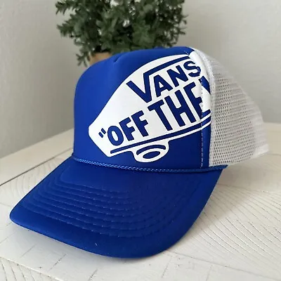 New Vans Off The Wall Blue And White Trucker Hat Cap Adjustable Snapback Mesh • $14.99