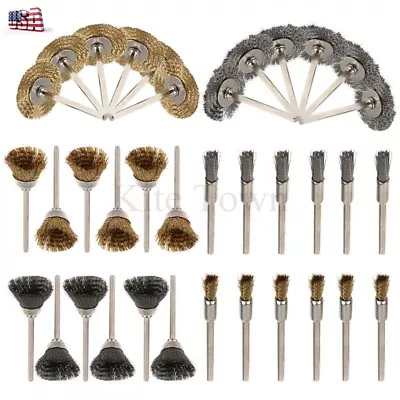 36Pcs Steel Brass Wire Wheel Polishing Pad Brush Set Kit For Dremel Rotary Tool • $14.99