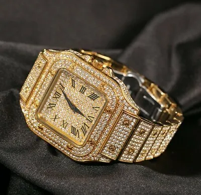 Fully Ice Out Watch Square Face Iced Cz VVS Quality Stainless Steel Fully Bling • $100