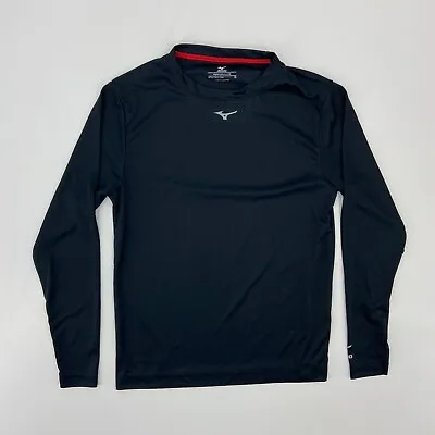 Mizuno Shirt Mens Small Black White Spell Out Long Sleeve Athletic * • $3.99