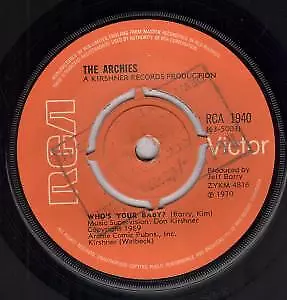 Archies Who's Your Baby 7  Vinyl UK Rca 1970 Four Prong Label Design B/w • £2.28
