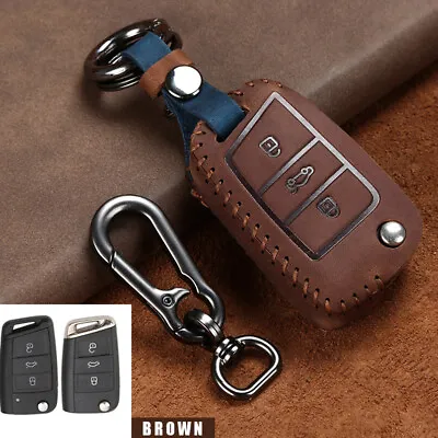 Hight Leather Flip Remote Key Case Cover Holder Fob For Volkswagen VW Golf 7 MK7 • $15.98