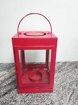 Vintage Large 23x14.5x14.5cm IKEA Red Tea Light (6cm) Lantern ExcellentCondition • £9.99