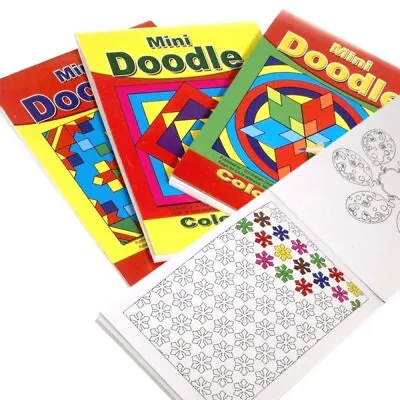 Set Of 4 Mini DOODLE COLOURING BOOKS Party Bag Creative Toy Art Design • £3.49