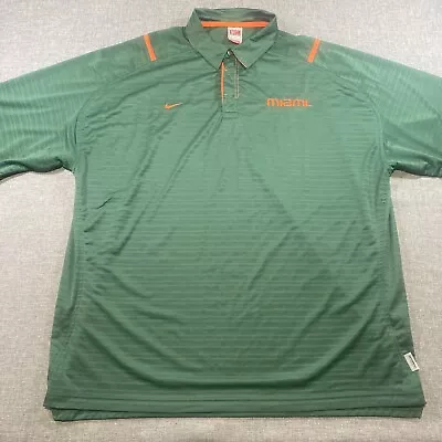 Nike Miami Hurricanes Polo Shirt Mens Size 2XL XXL Green Team Edition FitDry • $17.99