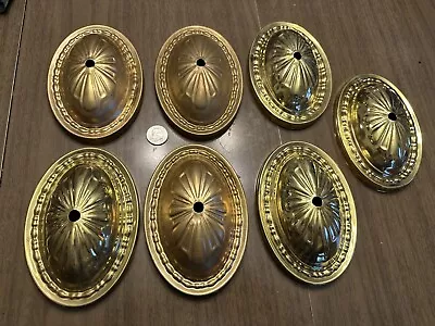 Lot 7 Antique Vtg Style Repro Brass Oval Sconce Light Fixture Canopy Parts • $9.99