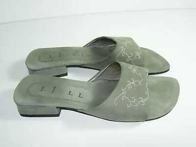 Womens Gray Suede Slides Sandals Flats J Jill Career Heels Shoes Size 7 M • $14.99