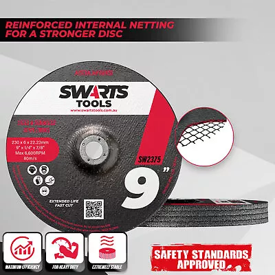 9  230mm Swarts Tools Angle Grinder Wheel - Grinding Disc For Stainless Steel • $2251