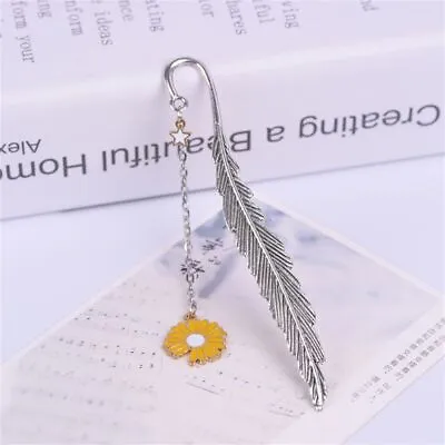 Reading Bookmarks Pendant Metal Bookmark Feather Bookmark Bookmark Book Clips • £2.57
