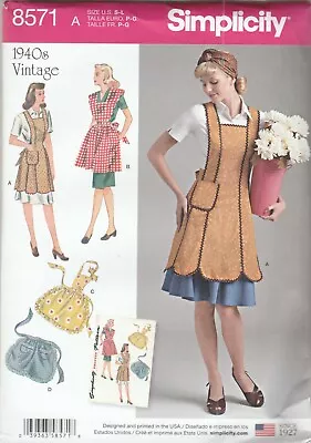 Simplicity Sewing Pattern 8571 Miss Vintage 1940's Style Retro Apron  Sz S-L • $11.01