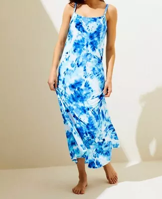 £8.99 • Buy Tie Dye Maxi Dress Size 12 Blue Aqua M&S Beach Collection New