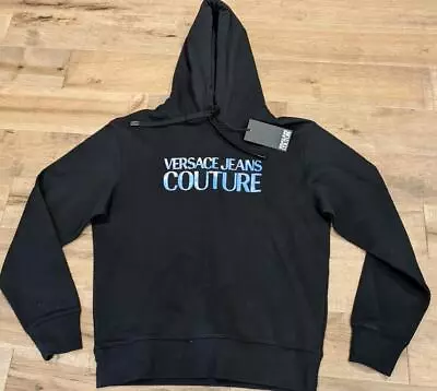 $475 Mens Versace Jeans Couture Iridescent Emblem Pullover Hoodie Black XL • $212.49