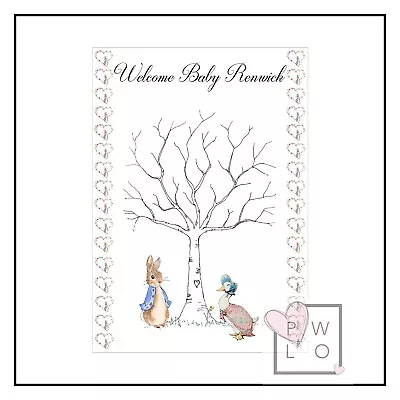 £4.95 • Buy FINGER PRINT ‘Guestbook Style’ A4 PRINT-Baby Shower/Gender Reveal - Peter Rabbit
